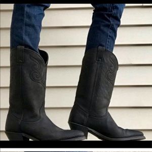 Dingo LL BEAN 8-1/2 black leather cowboy western roper point toe stitched boots